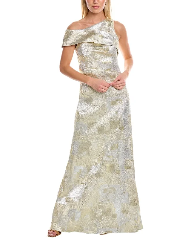 Aidan Mattox Asymmetric Silk-Blend Gown