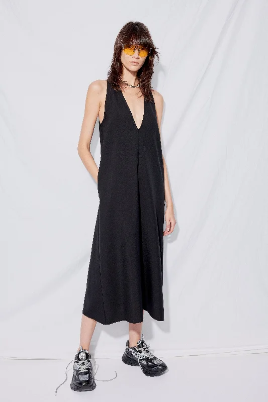 Soft Minimalism Body design Bright colors Black Suiting Trapeze Dress