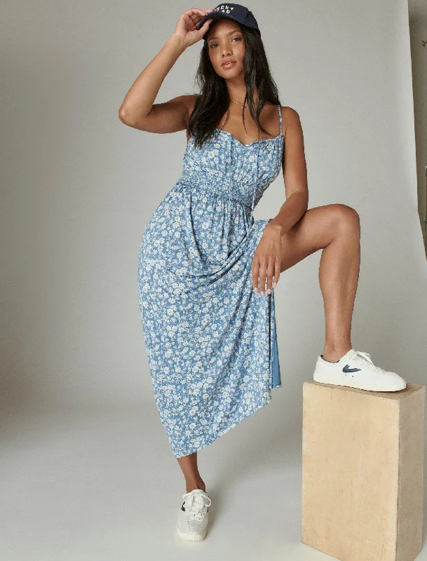 Classic Fitwear Fashion must-have Elegant and noble Lucky Brand Women's Printed Smocked Dress