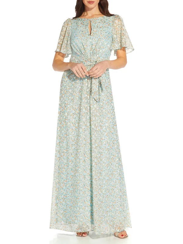 Rugged Chic Sweet style Design perception Womens Chiffon Floral Print Maxi Dress