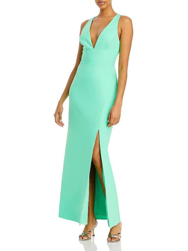 Urban Edge Look Modern tailoring Simple solid color Womens Cut-Out Maxi Evening Dress