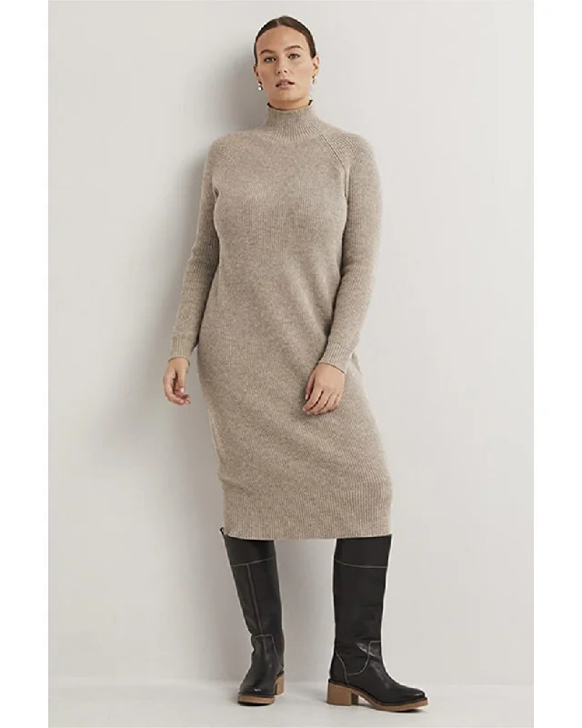 Smart Monochrome Boden High-Neck Knit Wool & Alpaca-Blend Midi Dress