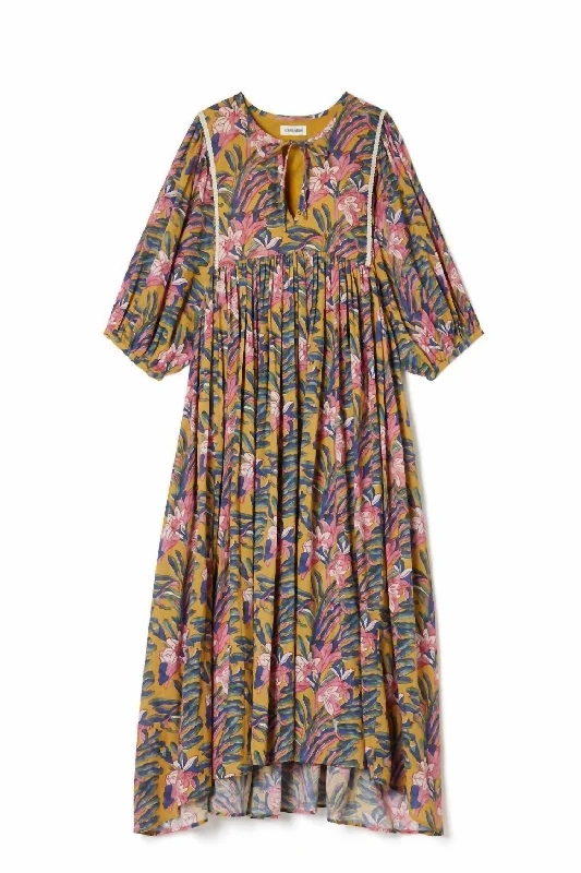 Sophisticated Chic Geranium Maxi Dress In Honey Flower