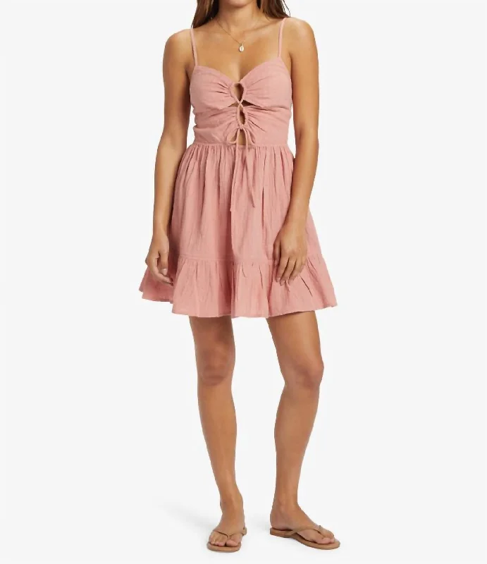 Sophisticated Chic Jasmine Breeze Solid Dress In Pink