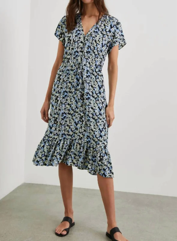 Smart Relaxed Kiki Midi Dress In Midnight Meadow Floral