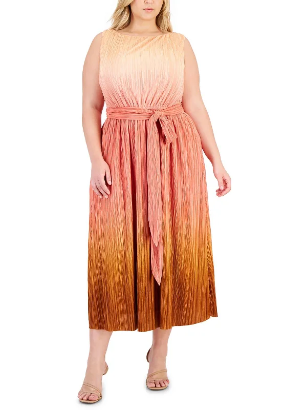 Relaxed Sport Look Plus Womens Ombre Polyester Midi Dress