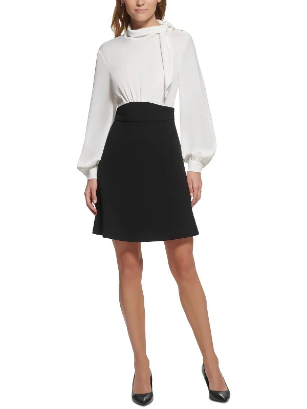 High-End Fit Womens Colorblock Polyester Wear To Work Dress