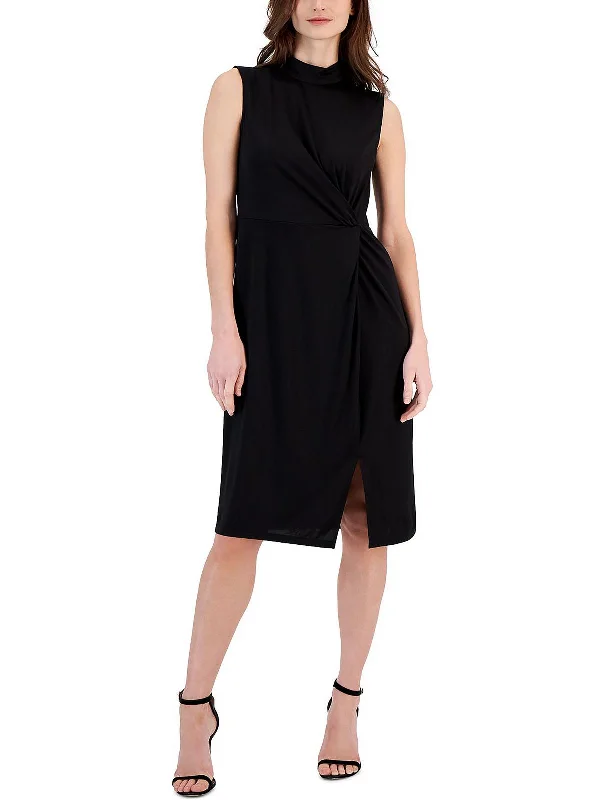 Simplified Chic Womens Twist Knee-Length Midi Dress