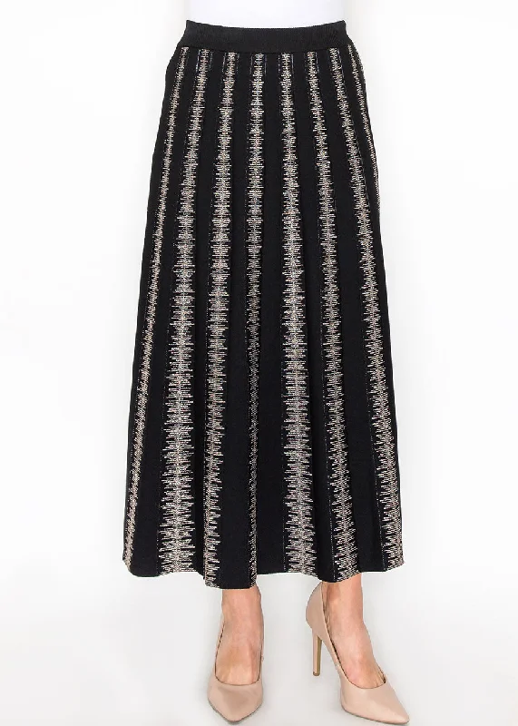 Black and Gold Striped Knit Skirt