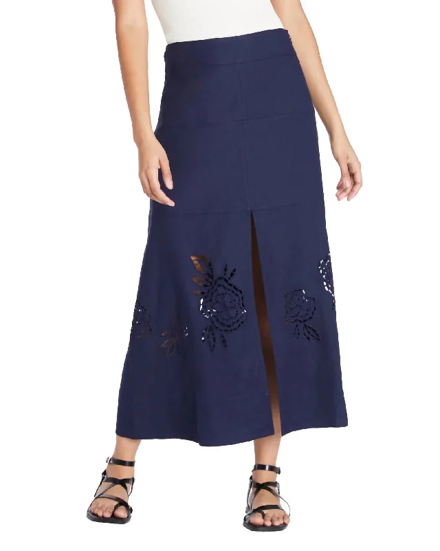 Harlow Midi Skirt In Maritime Blue