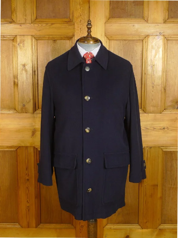 24/1016 regent london wool cashmere & angora navy blue field coat overcoat (rrp £1000) 46-48