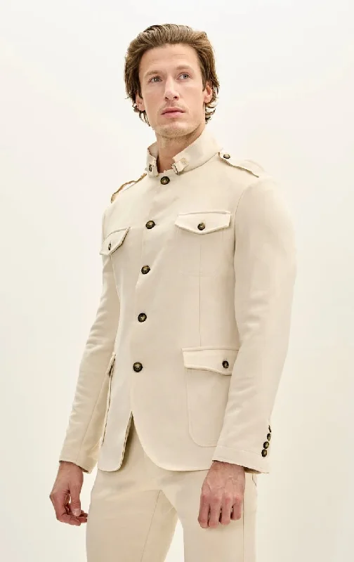 Suede Safari Jacket- Off White