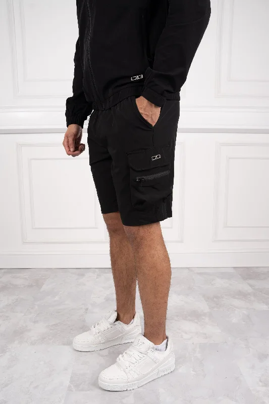 Monochrome Essentials Comfy Hoodies Casual Suits Aragon V2 Technical Cargo Shorts - Black