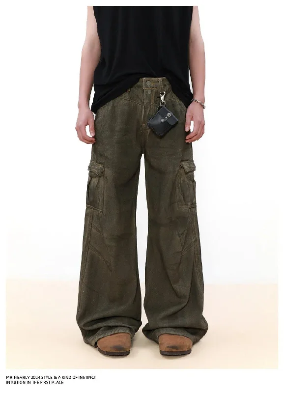 Charcoal Washed Wide Cargo Jeans