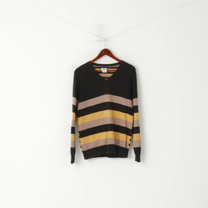 Modern Basics Flexible Wear Relaxed Shirts Lacoste Men S Jumper Brown Black Striped Cotton V Neck Classic Sweater