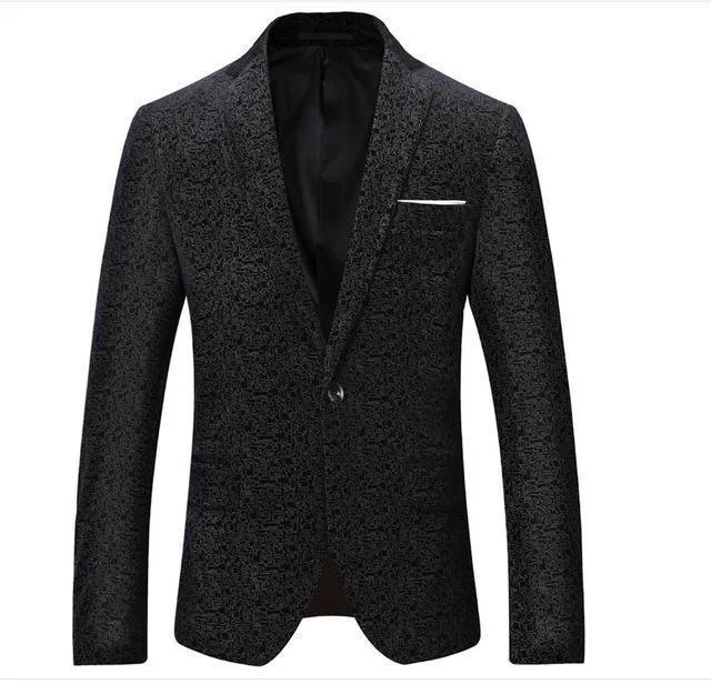 Fashion Blazer Men's One Button Blazer Black