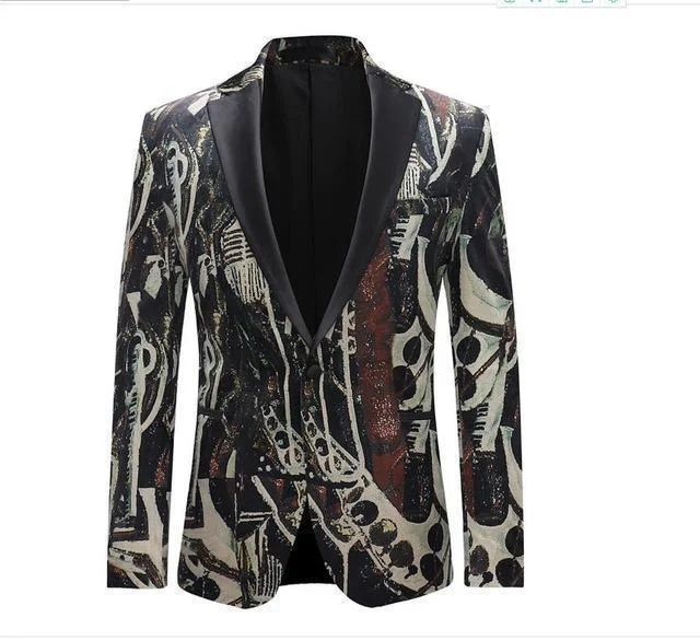 Fashion Men's Blazer Unique Print Blazer