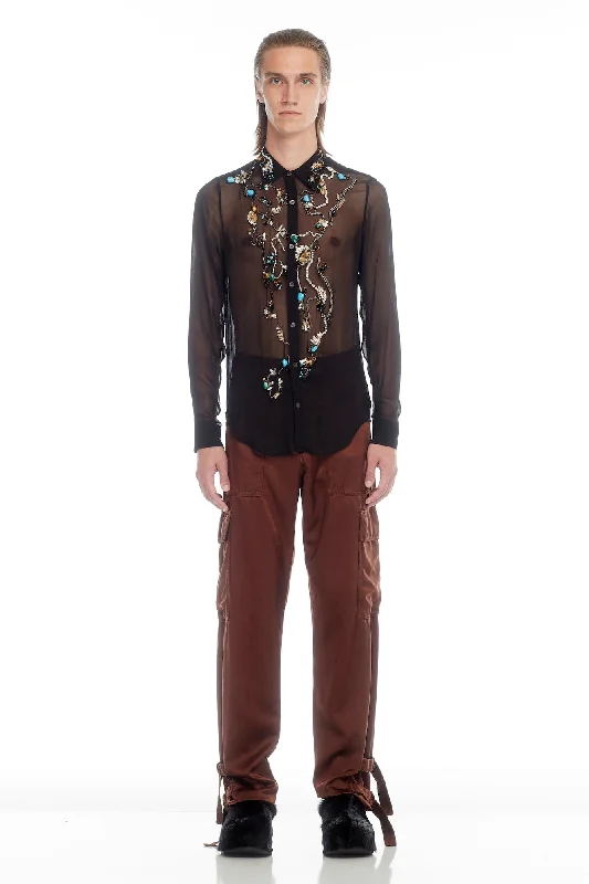 Dries Van Noten Celdon Emroidered Shirt in Black