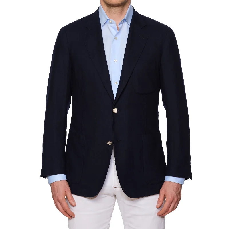 LORO PIANA Navy Blue Baby Cashmere Unlined Voyager Blazer Jacket US 40