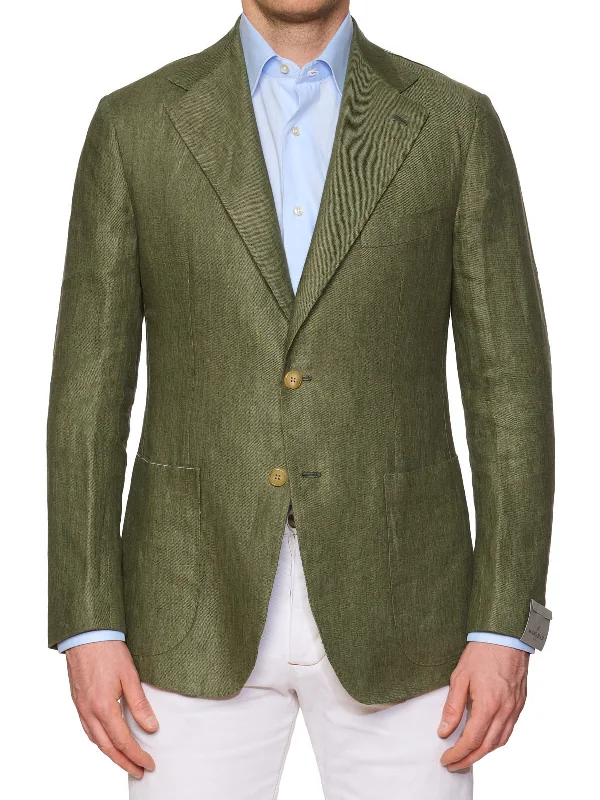 MAURO BLASI "Taormina" Handmade Green Linen Jacket NEW