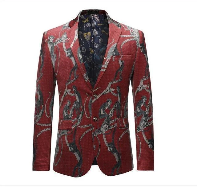 Men's Blazer Party Blazer Slim Fit Printed Blazer