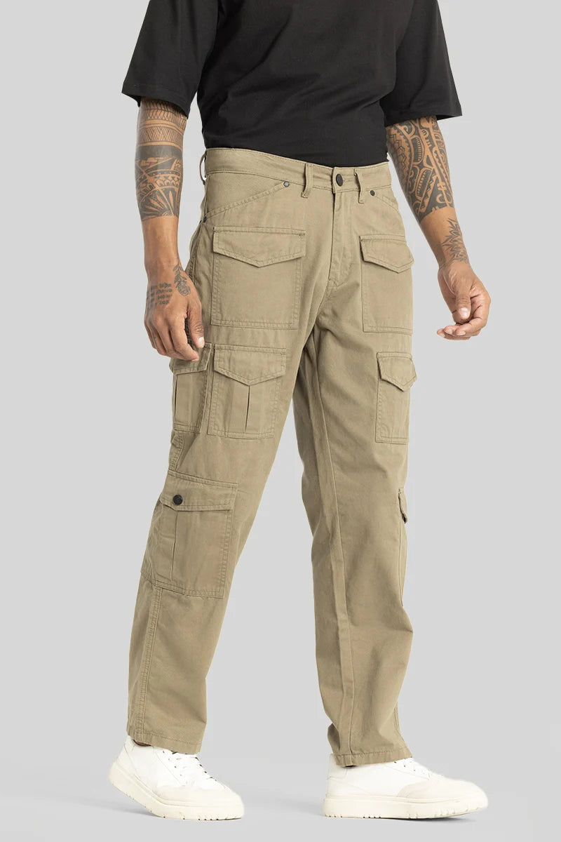 Nils Loose Fit Khaki Cargo Pants