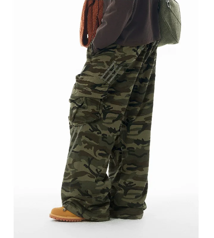 Timeless Street Modern Casuals Button-up Shirts Loose Camouflage Comfty Cargo Pants