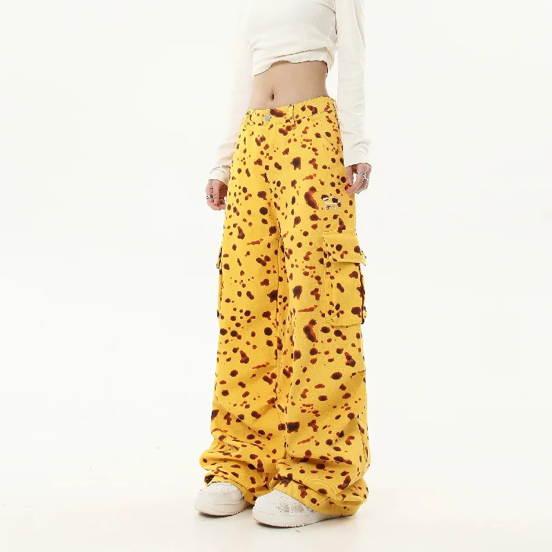 Vintage Retro Comfy Sweaters Street-inspired Splatters Pattern Cargo Pants