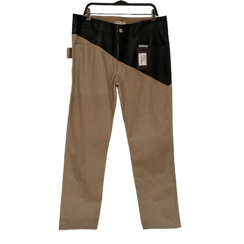 Versatile Fashion BOTTEGA VENETA/Straight Pants/48/Cotton/BEG/HALF LEATHER HALF DENIM