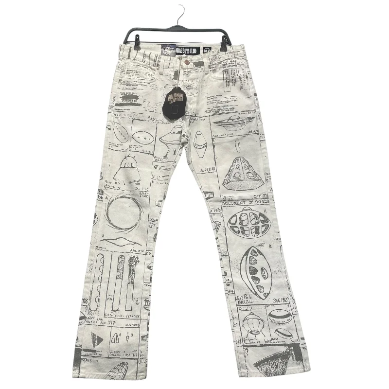 Contemporary Outfit BILLIONAIRE BOYS CLUB/Straight Pants/32/Denim/WHT/Button Fly/All Over Print/