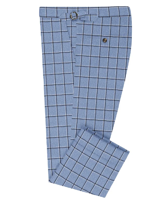 Casual Contemporary Dugdale Light Blue Windowpane Tweed