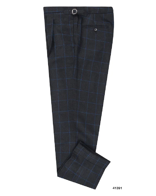 Soft Monochrome Minnis Flannel: Charcoal Blue Twill Pants