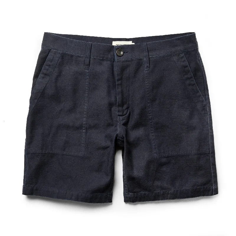 Urban Layered The Trail Short in Navy Slub Sateen